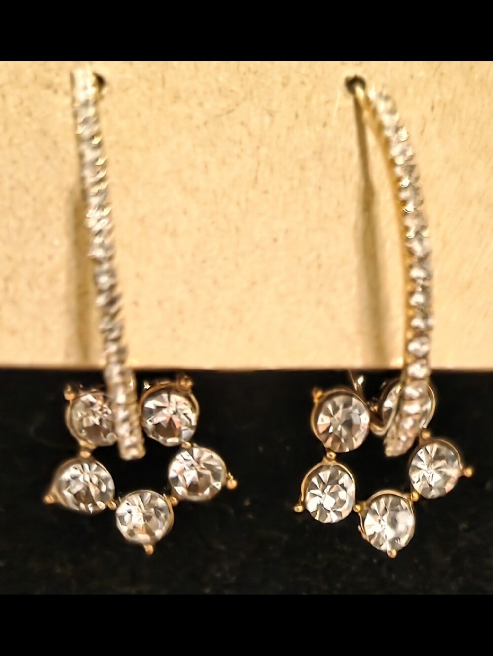Hoop Earrings W/Crystal Floral Accent